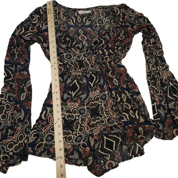 Abercrombie & Fitch romper Women's small Boho deep V neckline Bell sleeve Fall - Picture 6 of 10